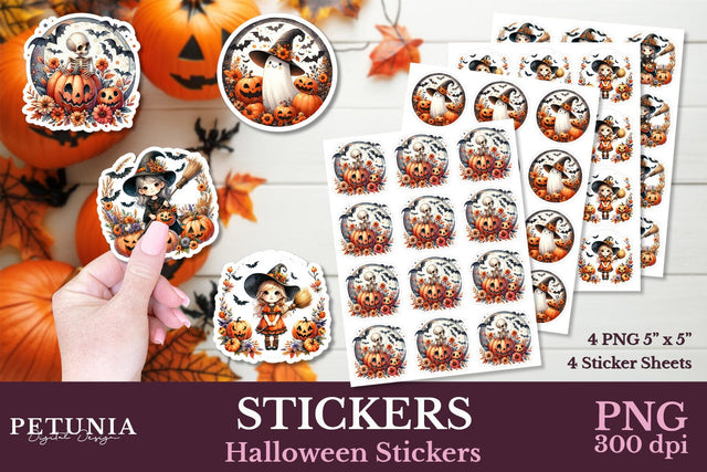 Cute Halloween Stickers | Halloween Stickers Sublimation Petunia Digital Design 