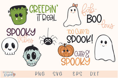 Cute Halloween SVG Bundle, Cute Ghost SVG FIle for Cricut, Spooky Monster PNGs for Sublimation, Bags, Shirts, Trick-or-Treat Spider Designs SVG Designing Digitals 