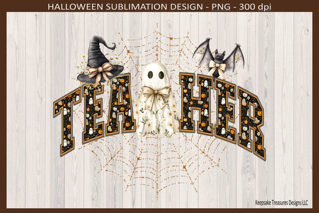 Cute Halloween Teacher, Spooky Season T-Shirt Design, Sublimation Png Printable Sublimation Keepsake Treasures Designs LLC. 