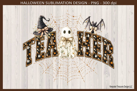 Cute Halloween Teacher, Spooky Season T-Shirt Design, Sublimation Png Printable Sublimation Keepsake Treasures Designs LLC. 