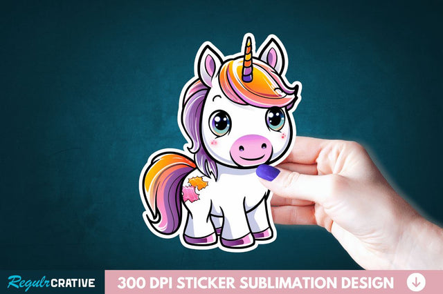 Cute Halloween Unicorn Sticker Clipart Sublimation Regulrcrative 