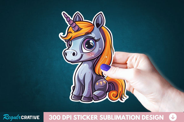 Cute Halloween Unicorn Sticker Clipart Sublimation Regulrcrative 