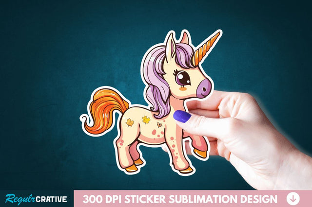 Cute Halloween Unicorn Sticker Clipart Sublimation Regulrcrative 
