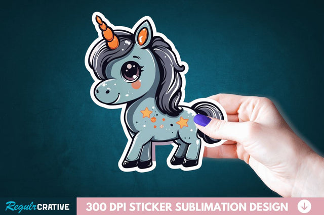 Cute Halloween Unicorn Sticker Clipart Sublimation Regulrcrative 