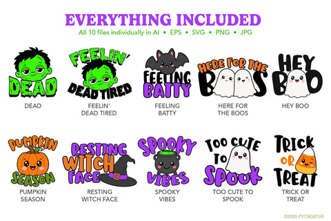 Cute Halloween Word Art Clipart SVG PNG SVG Patty Young Creative 