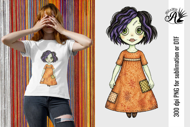 Cute Halloween zombie girl PNG for sublimation Sublimation Angel on Empire 