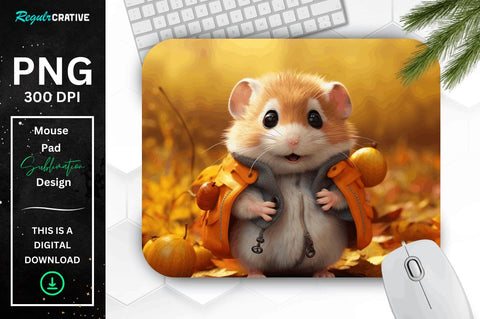 Cute Hamster in Autumn Mouse pad Bundle Sublimation Regulrcrative 