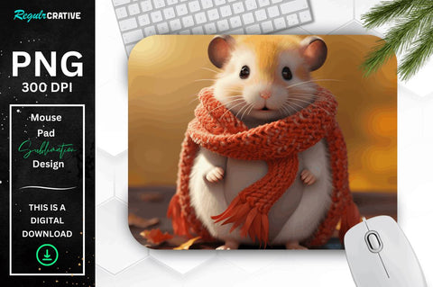 Cute Hamster in Autumn Mouse pad Bundle Sublimation Regulrcrative 