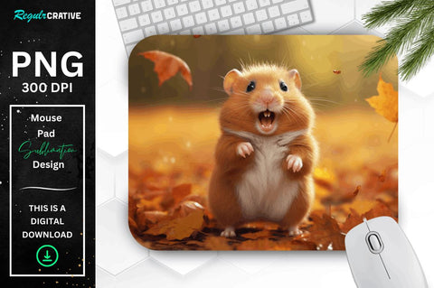 Cute Hamster in Autumn Mouse pad Bundle Sublimation Regulrcrative 