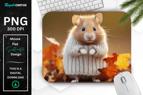 Cute Hamster in Autumn Mouse pad Bundle Sublimation Regulrcrative 