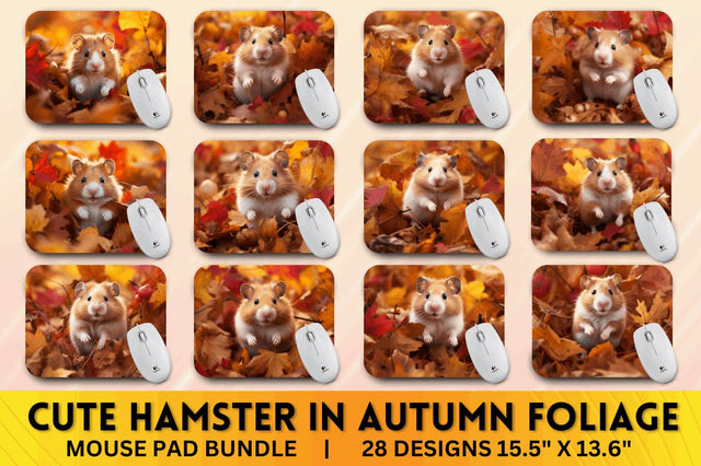 Cute Hamster in Autumn Mouse pad Bundle Sublimation Regulrcrative 