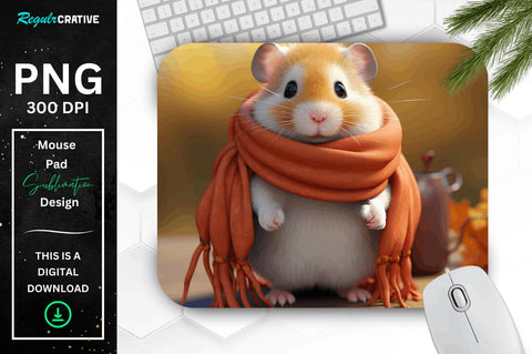 Cute Hamster in Autumn Mouse pad Bundle Sublimation Regulrcrative 