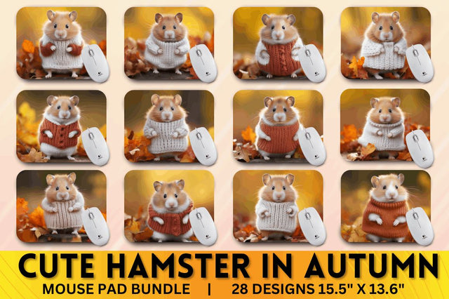 Cute Hamster in Autumn Mouse pad Bundle Sublimation Regulrcrative 