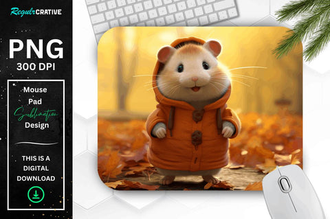 Cute Hamster in Autumn Mouse pad Bundle Sublimation Regulrcrative 
