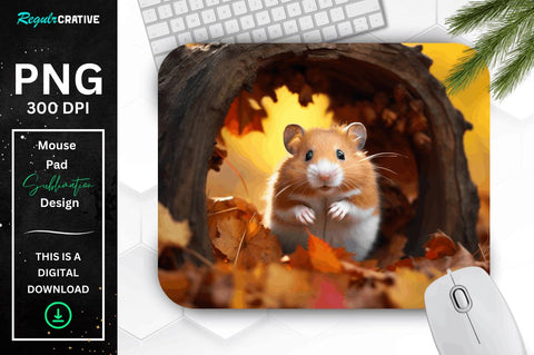 Cute Hamster in Autumn Mouse pad Bundle Sublimation Regulrcrative 