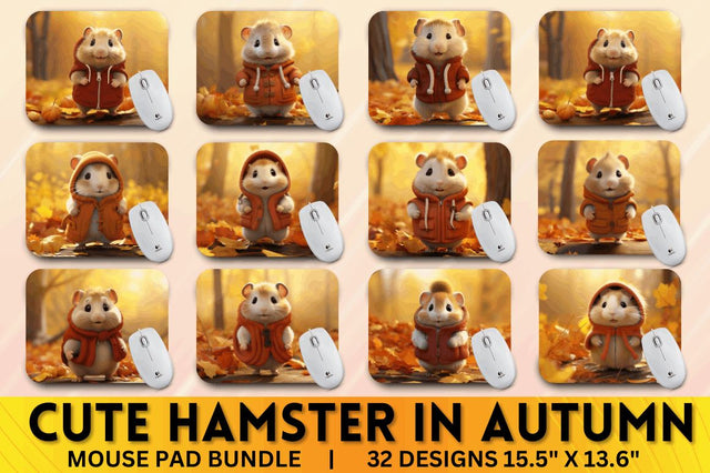 Cute Hamster in Autumn Mouse pad Bundle Sublimation Regulrcrative 