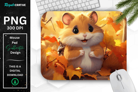 Cute Hamster in Autumn Mouse pad Bundle Sublimation Regulrcrative 