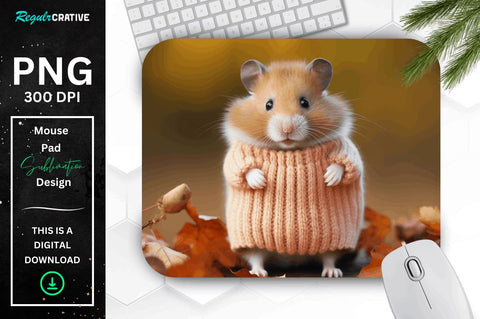 Cute Hamster in Autumn Mouse pad Bundle Sublimation Regulrcrative 