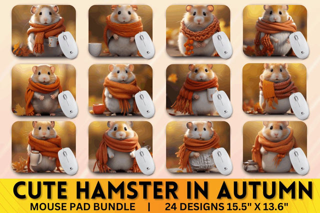 Cute Hamster in Autumn Mouse pad Bundle Sublimation Regulrcrative 