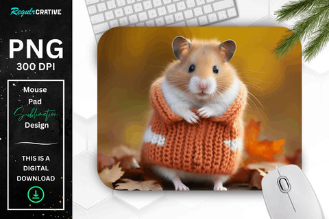Cute Hamster in Autumn Mouse pad Bundle Sublimation Regulrcrative 