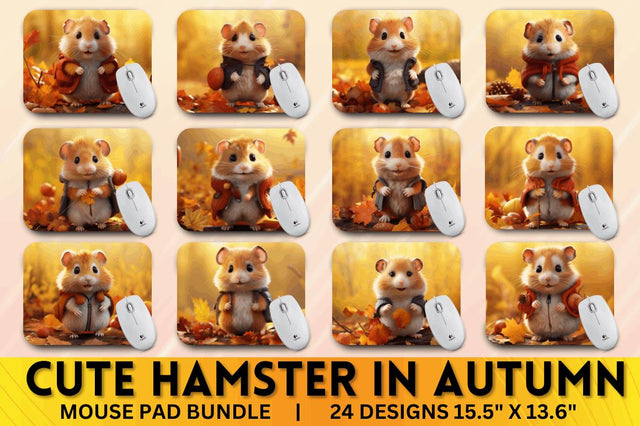 Cute Hamster in Autumn Mouse pad Bundle Sublimation Regulrcrative 