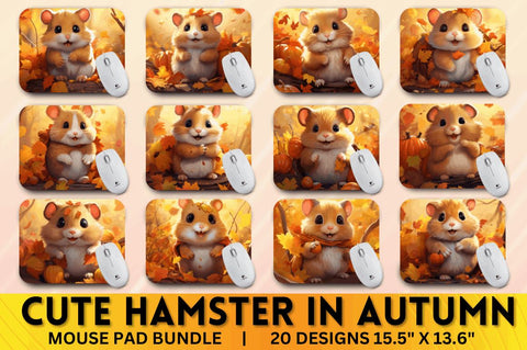 Cute Hamster in Autumn Mouse pad Bundle Sublimation Regulrcrative 