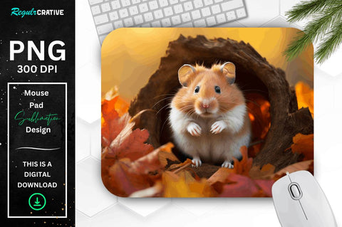 Cute Hamster in Autumn Mouse pad Bundle Sublimation Regulrcrative 