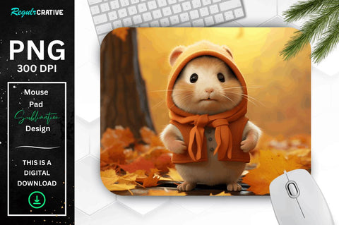 Cute Hamster in Autumn Mouse pad Bundle Sublimation Regulrcrative 