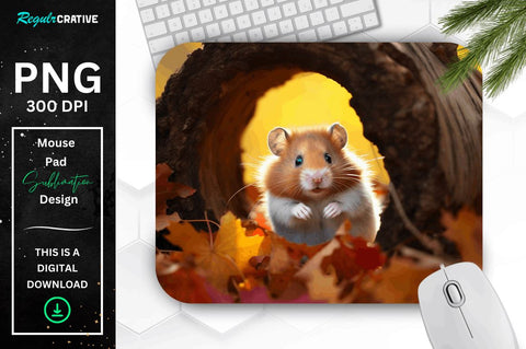 Cute Hamster in Autumn Mouse pad Bundle Sublimation Regulrcrative 