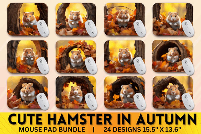 Cute Hamster in Autumn Mouse pad Bundle Sublimation Regulrcrative 