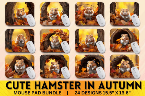 Cute Hamster in Autumn Mouse pad Bundle Sublimation Regulrcrative 