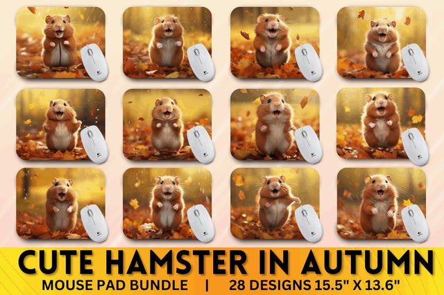 Cute Hamster in Autumn Mouse pad Bundle Sublimation Regulrcrative 