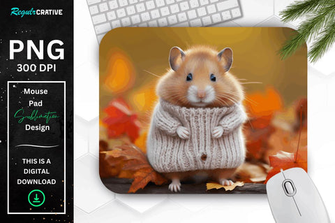 Cute Hamster in Autumn Mouse pad Bundle Sublimation Regulrcrative 
