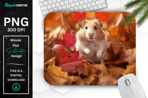 Cute Hamster in Autumn Mouse pad Bundle Sublimation Regulrcrative 