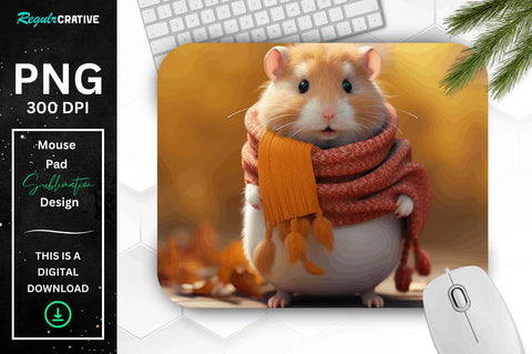 Cute Hamster in Autumn Mouse pad Bundle Sublimation Regulrcrative 