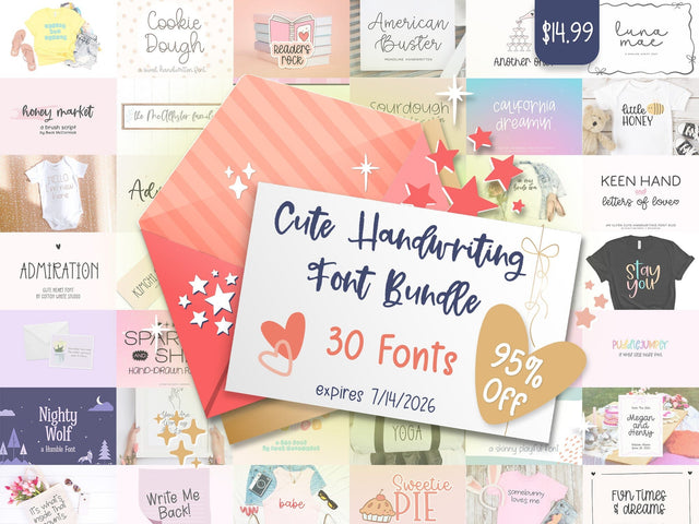 Cute Handwriting Font Bundle [Reg. $302.99] 95% Off Bundle So Fontsy Design Shop 
