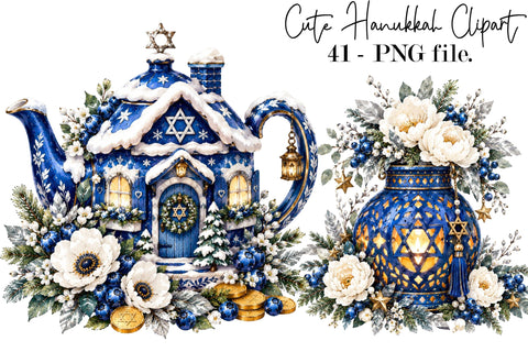 Cute Hanukkah Clipart PNG Bundle Sublimation SVGArt 