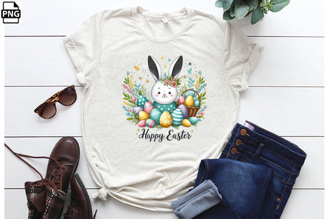 Cute Happy Easter Bunny PNG Printable File Sublimation Creativedesigntee 