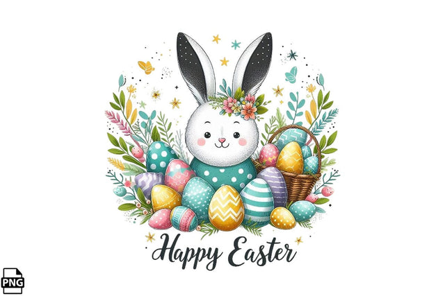 Cute Happy Easter Bunny PNG Printable File Sublimation Creativedesigntee 
