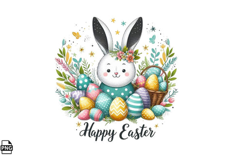 Cute Happy Easter Bunny PNG Printable File Sublimation Creativedesigntee 