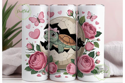 Cute Hatching Turtle 20oz Tumbler Wrap Sublimation PixelChick 