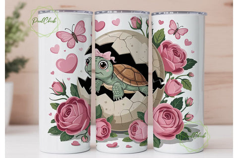 Cute Hatching Turtle 20oz Tumbler Wrap Sublimation PixelChick 