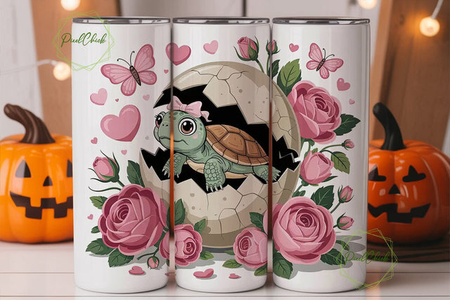 Cute Hatching Turtle 20oz Tumbler Wrap Sublimation PixelChick 