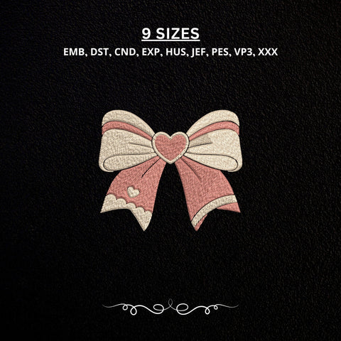 Cute Heart Bow Machine Embroidery Design PES DST Stitch Pattern Files Embroidery/Applique DESIGNS PatternFeed8 