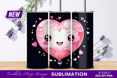 Cute heart character with balloon basket Sublimation Regulrcrative 