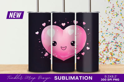 Cute heart character with small hearts tumbler png Sublimation Regulrcrative 