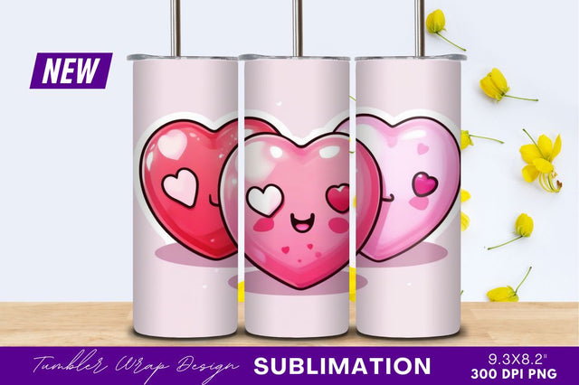 Cute heart characters illustration tumbler png Sublimation Regulrcrative 