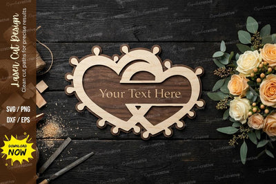 Cute Heart Shape Name Plate – Romantic Laser Cut Wooden SVG Design SVG Regulrcrative 