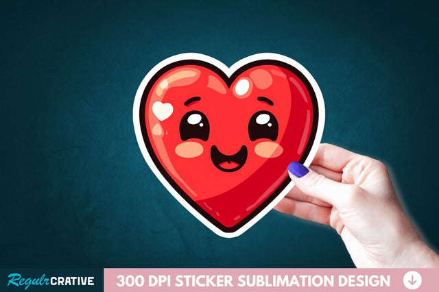 Cute Heart Sticker Clipart Sublimation Regulrcrative 