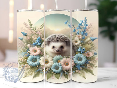 Cute Hedgehog 20oz Skinny Tumbler, Hedgehog Tumbler Png, Straight & Tapered Tumbler Wrap, Instant Digital Download Sublimation ToriDesigns 